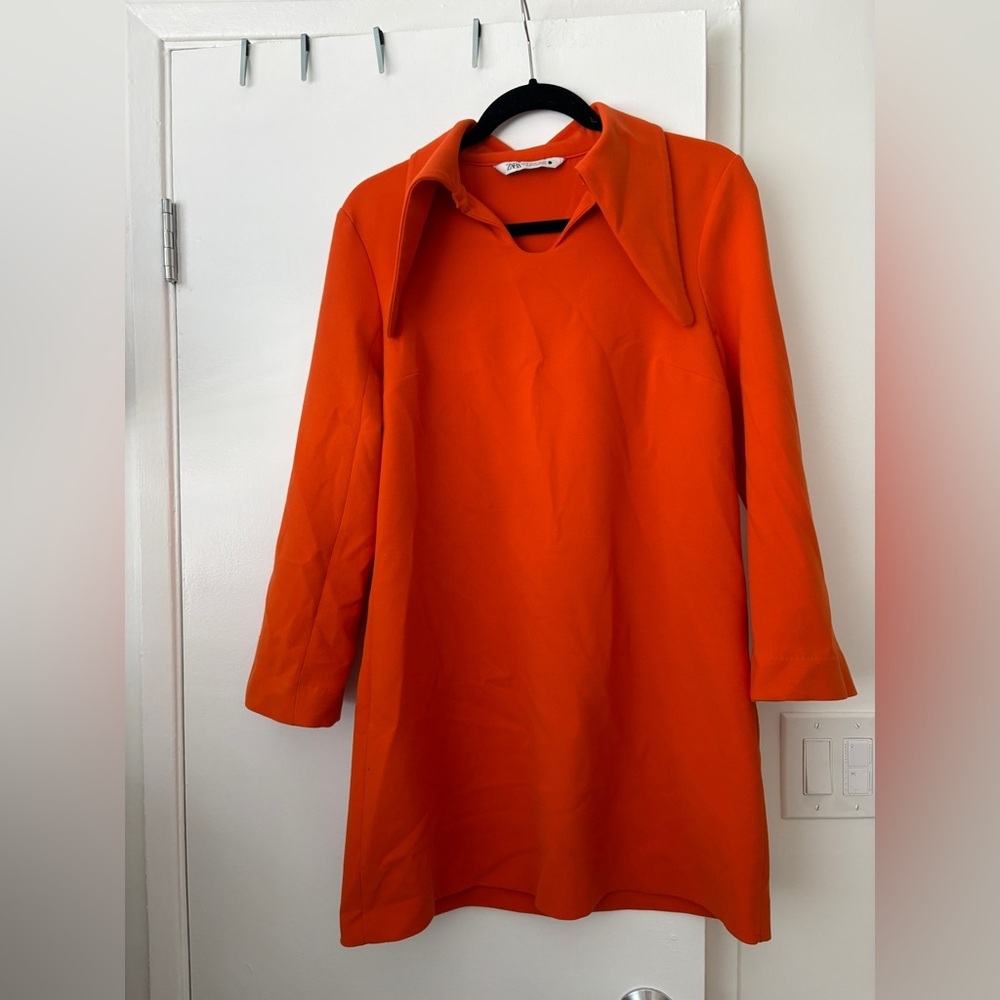 Zara Vibrant Orange Long Sleeve Dress